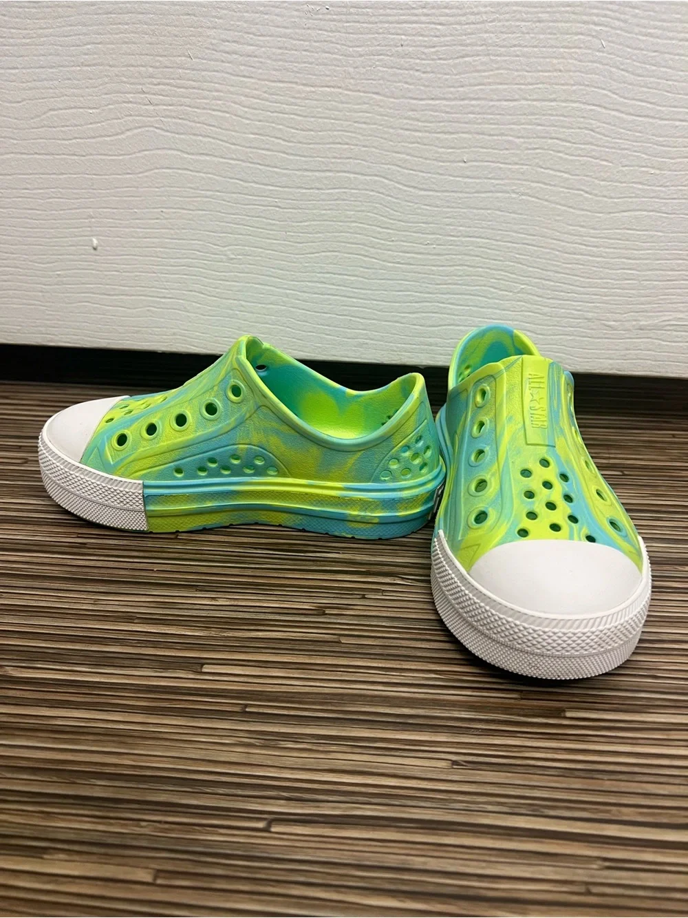 Kids Slip-On Water Shoes in Blue & Lime by Native-style